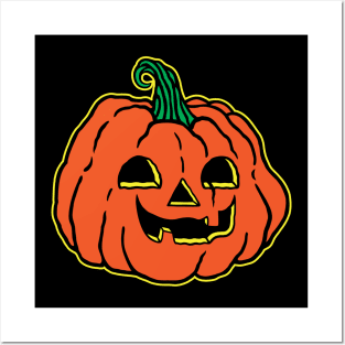 Happy Halloween Pumpkin (Outlined) Posters and Art